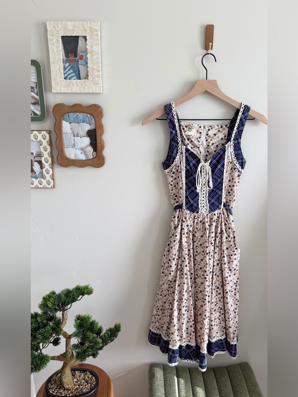Vintage 1970s Gunne Sax Plaid & Calico Sundress - Picture 2 of 6